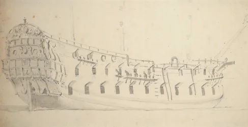 Portrett av en engelsk fjerderangs, ca. 1685 (grafitt, gråvasket)