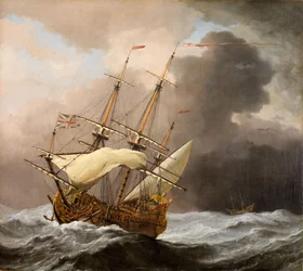 Det engelske skipet Hampton Court i storm, 1678-80