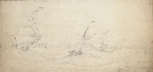 En nederlandsk bakre skvadron på vei mot vinden i et høyt hav, ca. 1672 (grafitt)