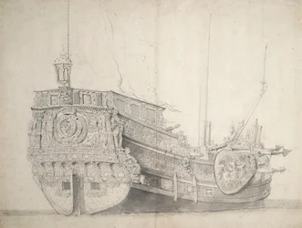 Portrett av en nederlandsk prinses yacht, ca. 1660 (grafitt, gråvasket)