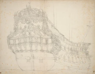 Portrett av «Gideon», et skip med 62 kanoner bygget i 1664 og sist registrert i 1689, ca. 1670 (forskjøvet)