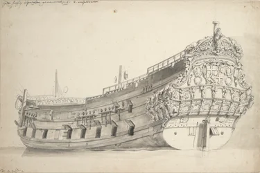 Portrett av #39;Provincie van Utrecht#39;. Bygget 1663. Sist nevnt 1696., ca. 1665 (grafitt, gråvask)