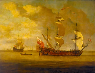 «Charles Galley» foran en lett bris, sent på 1600-tallet (olje på panel)