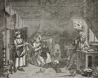 Plaget poet, etter maleri av William Hogarth