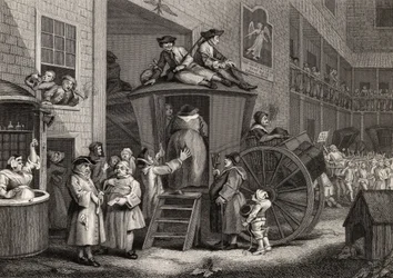 Country Inn Yard, gravert av Timothy Engleheart (1803-79) fra 