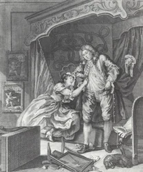 Kvinne blir prostituert i 1700-tallets England (gravering)