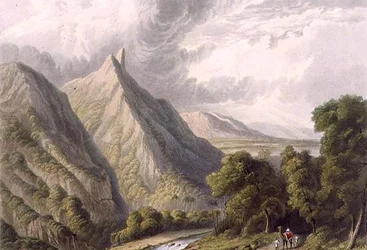 Utsikt i Bore Ghaut, gravert av T. Fielding og farget av JB Hogarth