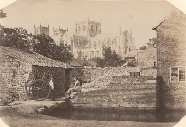Ripon-katedralen fra sørøst, ved siden av elven Skell, ca. 1855 (bilde)
