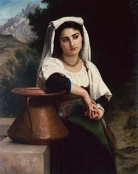 Italiensk kvinne ved fontenen
