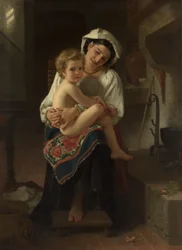 Ung mor stirrer på barnet sitt, 1871.