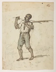 14 Innbygger i St. Jago.  fra et album med 372 tegninger av landskap, kystlinjer, kostymer og hverdagsliv laget under Lord Macartneys ambassade til keiseren av Kina, mellom 1792 og 1794 (blyant og akvarell på papir)