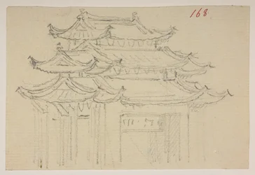 f.63 168 Templer.  , fra et album med 372 tegninger av landskap, kystlinjer, kostymer og hverdagsliv laget under Lord Macartneys ambassade til keiseren av Kina, mellom 1792 og 1794 (blyant og akvarell på papir)