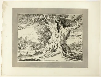 Resting, Men and Dogs Under a Big Tree, fra den første utgaven av Specimens of Polyautography