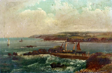 Port Bude i Devon (England). Olje på lerret av William Allan (1782–1850).