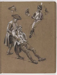 Studie for oljemaleriet av William Barns Wollen, ?Slaget ved Lexington 1775?