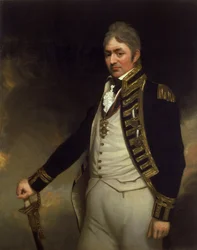 Portrett av kontreadmiral Sir Thomas Troubridge (ca. 1758–1807), iført Saint Vincent- og Nilen-medaljene (relatert til slaget ved Aboukir, Egypt)
