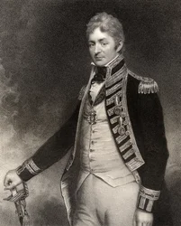 Sir Thomas Troubridge, 1. baronett, gravert av W. Holl, fra «National Portrait Gallery, bind IV», utgitt ca. 1835