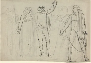 Og Saul sa til David: Gå, og Herren være med deg [recto], ca. 1780–1785 (penn og blekk over grafitt på bundet papir)