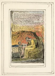 S.124-1950.pt9 Den lille svarte gutten (forts.): plansje 9 fra Songs of Innocence and of Experience (kopi R) ca. 1802–08 (etsing, blekk og akvarell)