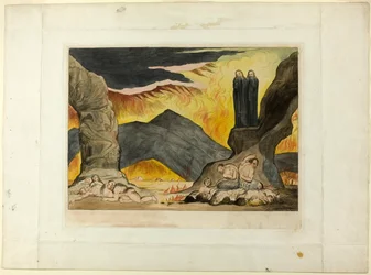 The Circle of the Falsifiers: Dante og Virgil dekker nesen på grunn av stanken. Inferno, canto XXIX