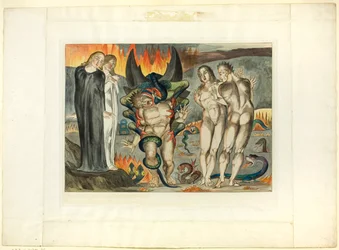 Tyvenes sirkel; Agnolo Brunelleschi angrepet av en seksfots slange. Inferno, canto XXV