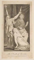 Lucretias død, fra Allens nye og upartiske romerske historie, 1797.