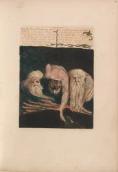 Den første boken til Urizen, plate 20, dermed ble den evige profeten delt .... (Bentley 15)