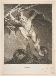 Tornado-Zeus som kjemper mot tyfonen Erasmus Darwin, Den botaniske hagen, 1. august 1795.