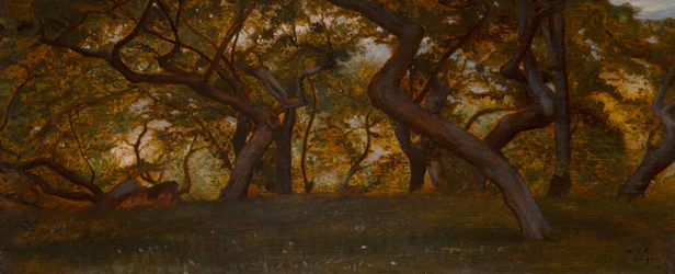 En skog nær Volterra, Italia (olje på panel)