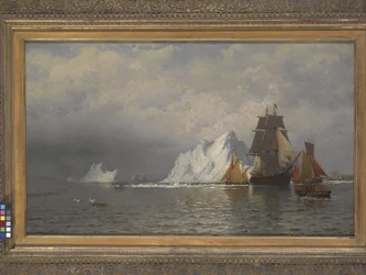 Hvalfanger og fiskefartøy nær kysten av Labrador (olje på lerret)