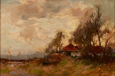 A Farm Steading (olje på lerret)