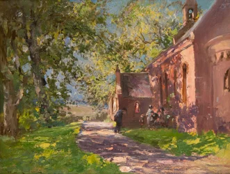 Auchmithie Church (olje på lerret)