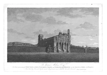 West View of King Edwards Chapel på Wakefield Bridge i County of York, c1800