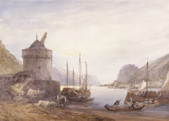 Andernach On The Rhine (akvarell på hvitt vevd papir)
