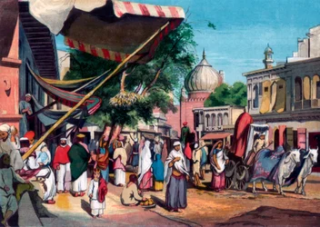 En gate på baksiden av Jami Masjid, Delhi, India, 1857.