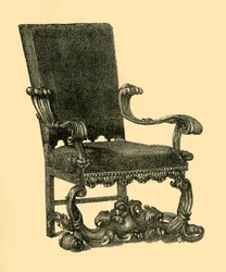 Lenestol i valnøtttre, c1685-1710, 1881.
