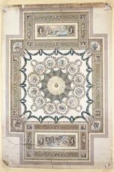 Design for bibliotekets tak i Woburn Abbey,