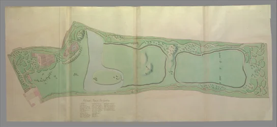 Generell plan for hagene i Kew, 1763.