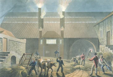 Eksteriør av kokehuset, fra «Ti utsikter på øya Antigua», 1823