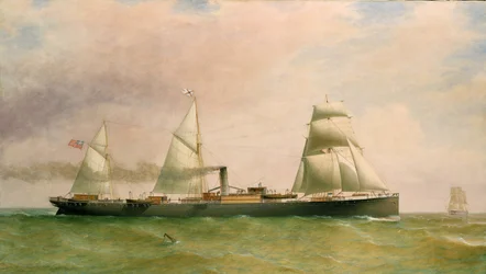 Det tremastede skipet og damperen «Dorunda», som bærer flagget til British Indian Steamers Association, og som dateres tilbake til 1873, Dorunda, bygget i 1875, ble brukt til å transportere passasjerer i Australia og ble senket på den portugisiske kysten i