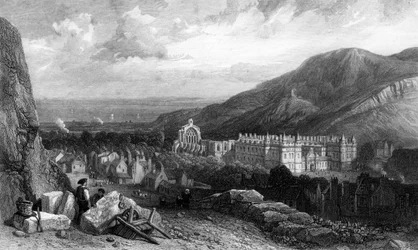 Holyrood fra Calton-Hill, gravert av William Miller, 1842