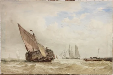 The Hayboat (akvarell, kroppsfarge og skrape ut på kort)
