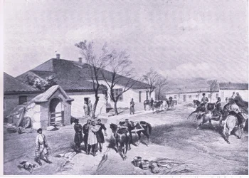 Lord Raglans hovedkvarter ay Khutor-Karagatch, illustrasjon fra British Battles on Land and Sea, 1915