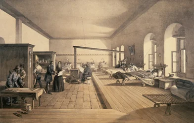 En av avdelingene på sykehuset i Scutari, 1856