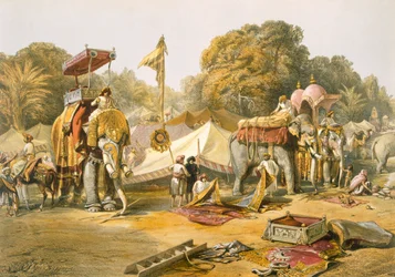 Pheel Khana, eller elefantkvarterene, Holkars leir, fra «India Ancient and Modern», 1867