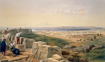 Straits of Yenikale, tallerken fra "The Seat of War in the East", pub. av Paul und Dominic Colnaghi und Co., 1856