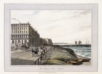 Nær Regents Square, Brighton, ca. 1814-1825 (håndfarget akvatint, grå vask)
