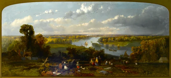Piknik på Richmond Hill med utsikt over Themsen, Surrey