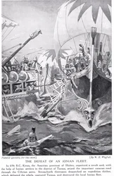 Nederlaget til en jonisk flåte, illustrasjon fra 