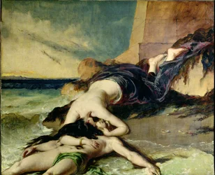 Helten og Leander (olje på lerret)